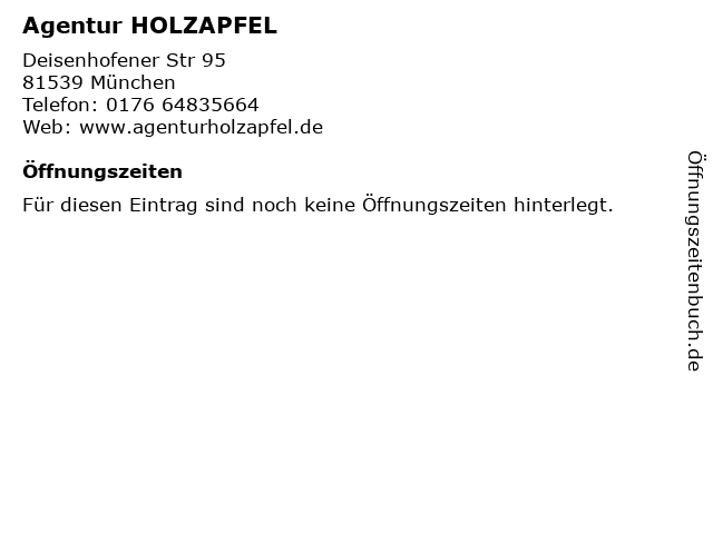 Agentur HOLZAPFEL in München: Adresse und Öffnungszeiten
