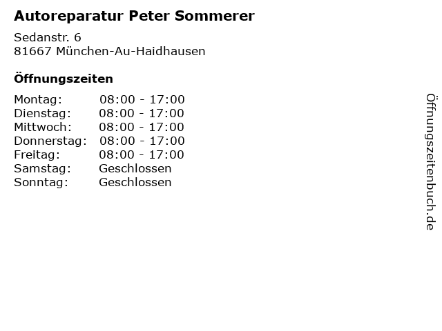 Autoreparatur Peter Sommerer in München-Au-Haidhausen: Adresse und Öffnungszeiten