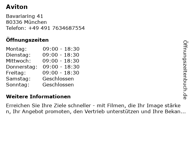 ᐅ Aviton in München | Telefonnummer Öffnungszeiten Adresse