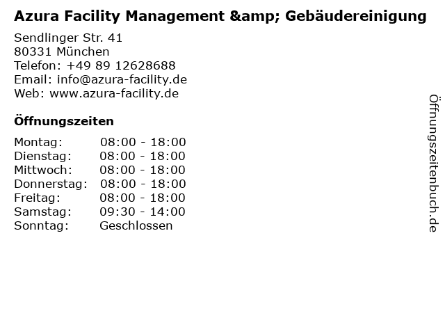 Azura Facility Management & Gebäudereinigung in München: Adresse und Öffnungszeiten