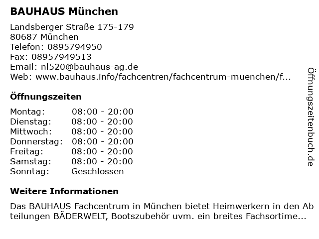 Bauhaus Landsberger Str öffnungszeiten