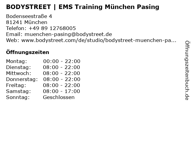 BODYSTREET | EMS Training München Pasing in München: Adresse und Öffnungszeiten