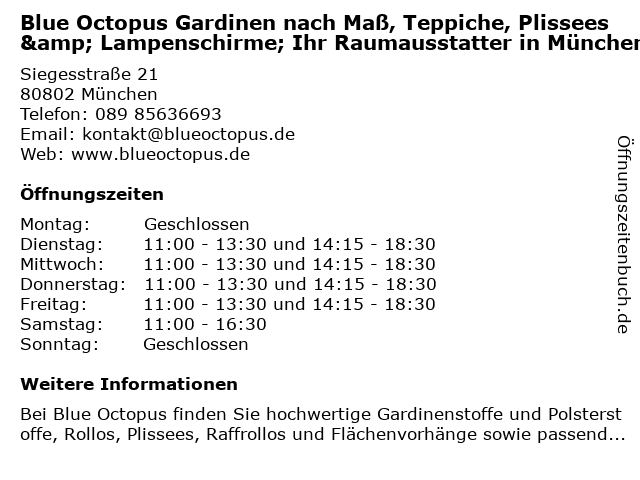 Blue Octopus Design in München: Adresse und Öffnungszeiten