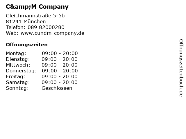 C&M Company in München: Adresse und Öffnungszeiten