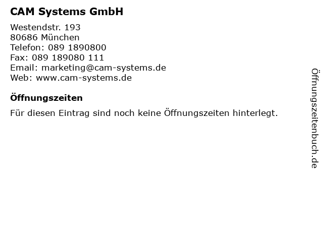 CAM Systems GmbH in München: Adresse und Öffnungszeiten