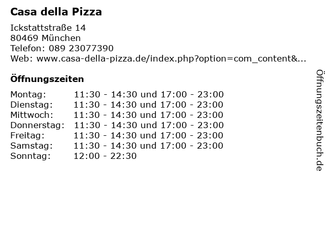 Casa della Pizza in München: Adresse und Öffnungszeiten