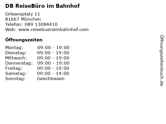 DB ReiseBüro im Bahnhof in München: Adresse und Öffnungszeiten