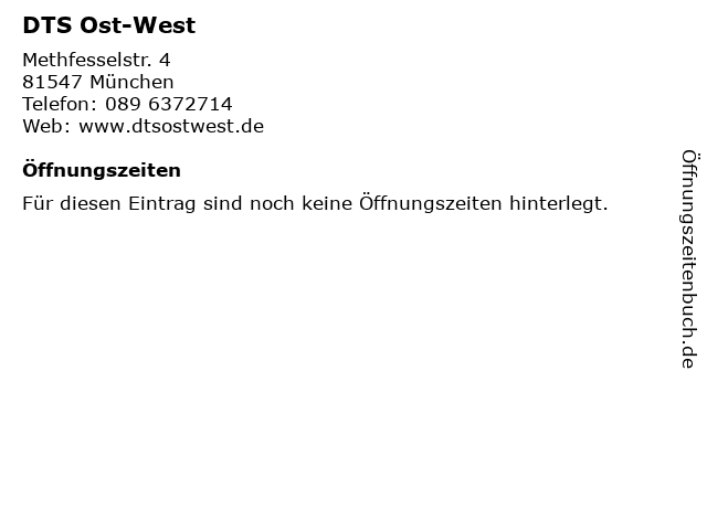 DTS Ost-West in München: Adresse und Öffnungszeiten