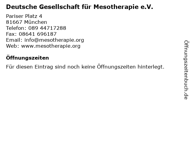 Deutsche Gesellschaft für Mesotherapie e.V. in München: Adresse und Öffnungszeiten