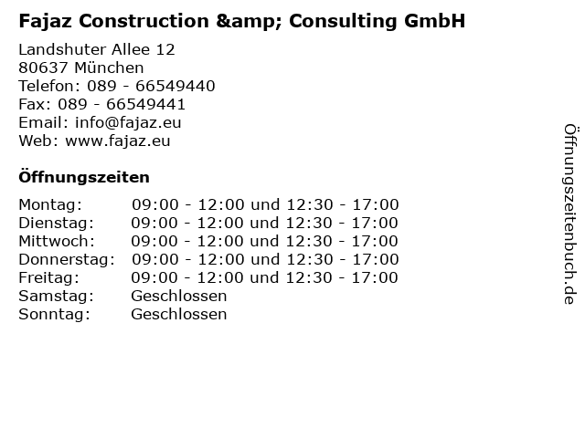 Fajaz Construction & Consulting GmbH in München: Adresse und Öffnungszeiten