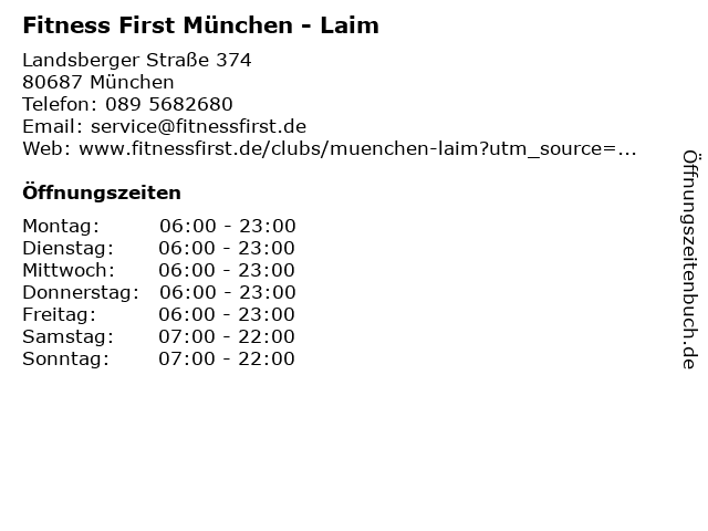 Fitness First München - Laim in München: Adresse und Öffnungszeiten