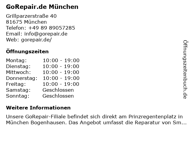 GoRepair.de - nachhaltige Smartphone & Tablet Reparaturen, An & Verkauf in München: Adresse und Öffnungszeiten