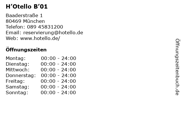H’Otello B’01 in München: Adresse und Öffnungszeiten
