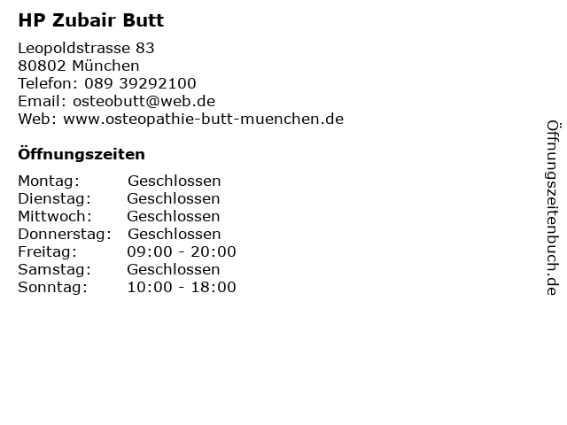 HP Zubair Butt in München: Adresse und Öffnungszeiten