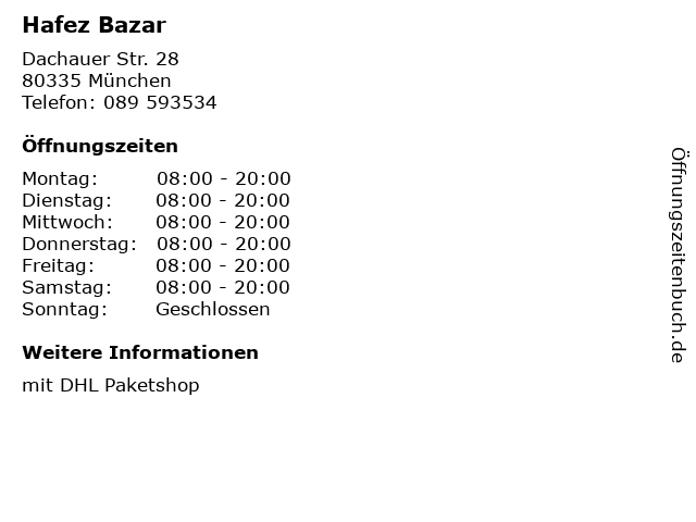 Hafez Bazar in München: Adresse und Öffnungszeiten