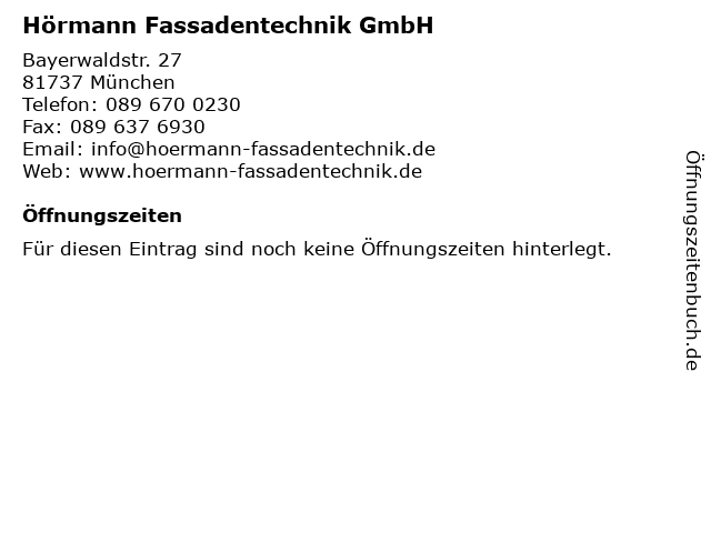 Hörmann Fassadentechnik GmbH in München: Adresse und Öffnungszeiten