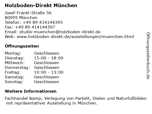 ᐅ Offnungszeiten Holzboden Direkt Munchen Josef Frankl Strasse 56 In Munchen
