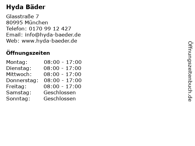 Hyda Bäder in München: Adresse und Öffnungszeiten