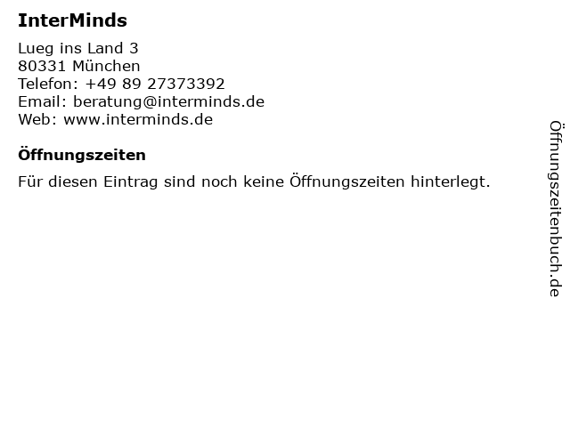 InterMinds in München: Adresse und Öffnungszeiten