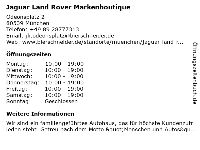 Jaguar Land Rover Markenboutique in München: Adresse und Öffnungszeiten