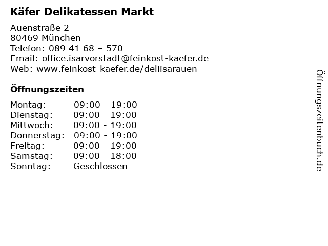 Käfer Delikatessen Markt in München: Adresse und Öffnungszeiten