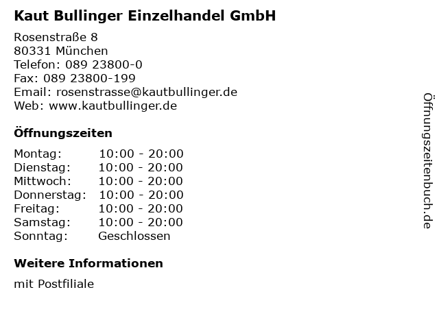 Kaut Bullinger Einzelhandel GmbH in München: Adresse und Öffnungszeiten