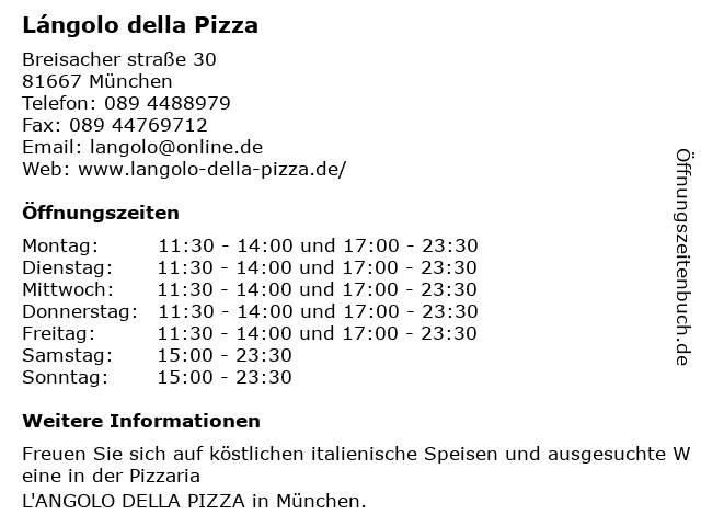 Lángolo della Pizza in München: Adresse und Öffnungszeiten