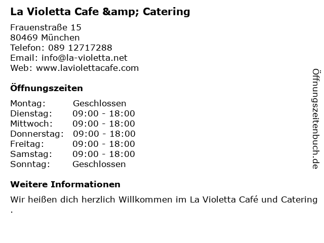 La Violetta Cafe & Catering in München: Adresse und Öffnungszeiten