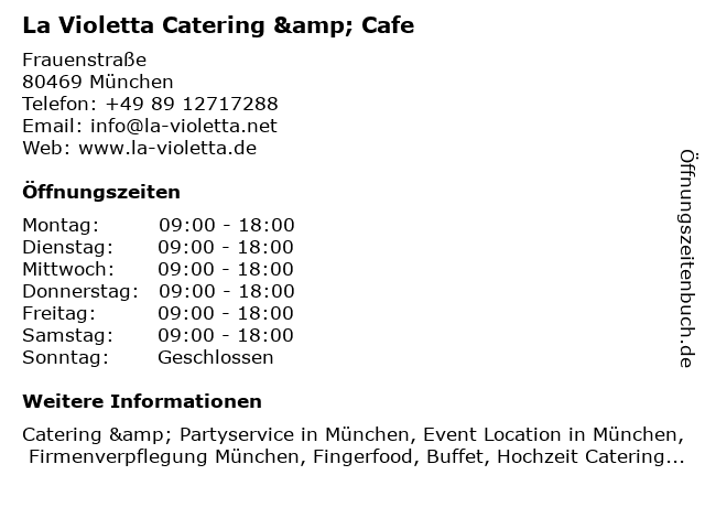 La Violetta Catering & Cafe in München: Adresse und Öffnungszeiten