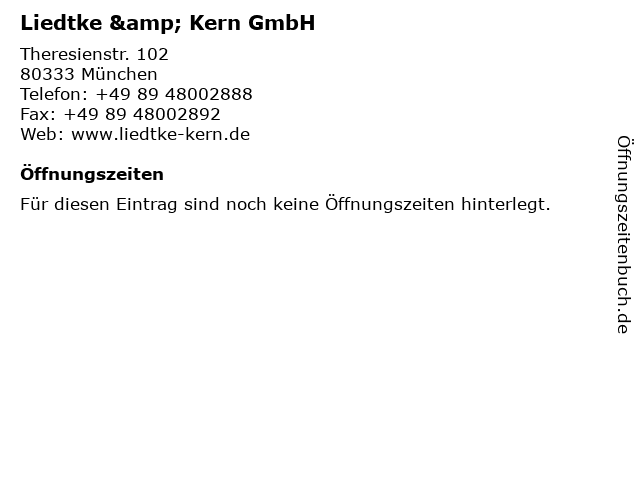 Liedtke & Kern GmbH in München: Adresse und Öffnungszeiten