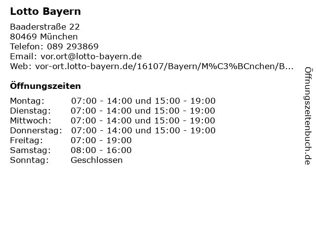 Lotto Bayern in München: Adresse und Öffnungszeiten
