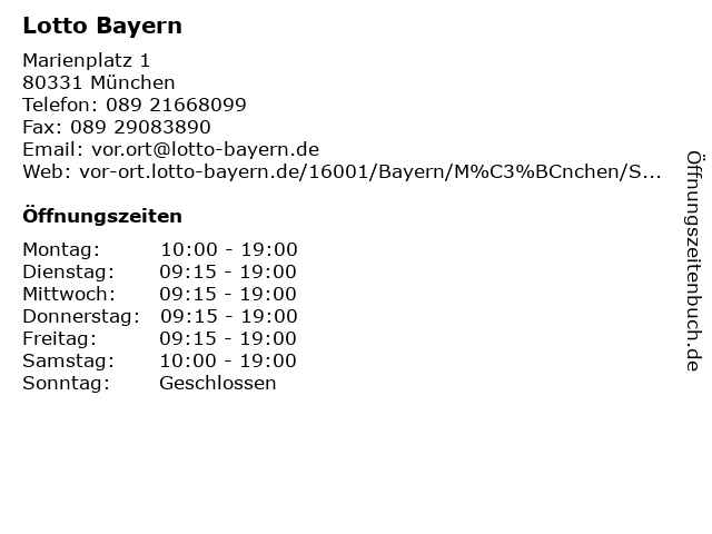 Lotto Bayern in München: Adresse und Öffnungszeiten