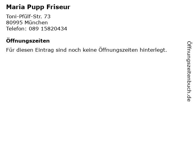 Maria Pupp Friseur in München: Adresse und Öffnungszeiten