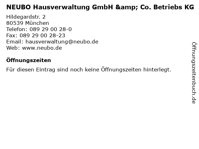 NEUBO Hausverwaltung GmbH & Co. Betriebs KG in München: Adresse und Öffnungszeiten