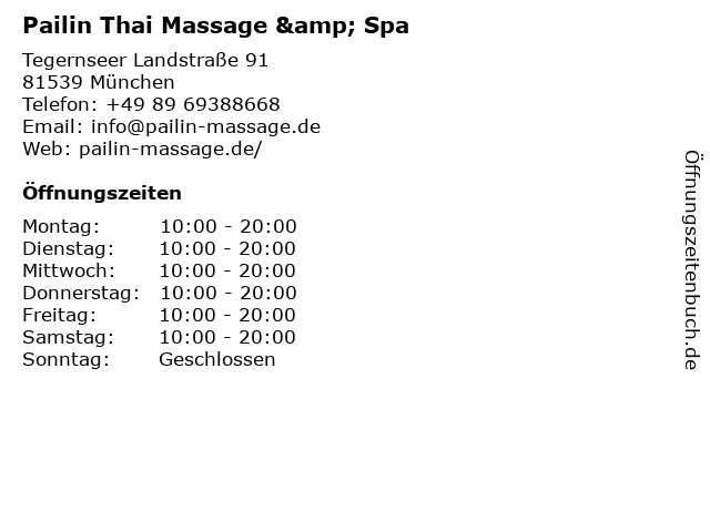 Pailin Thai Massage & Spa in München: Adresse und Öffnungszeiten