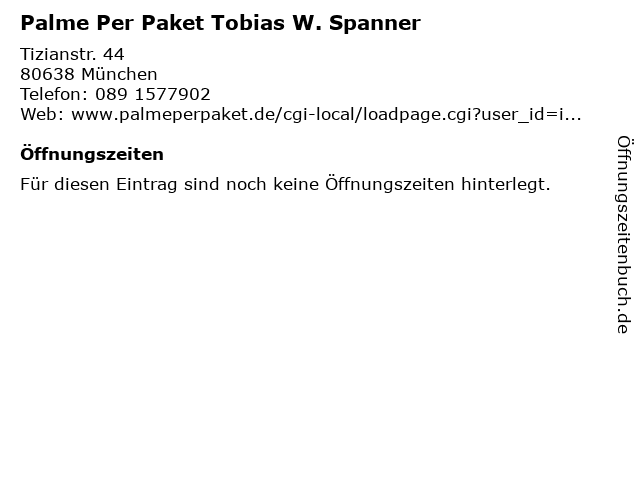 Palme Per Paket Tobias W. Spanner in München: Adresse und Öffnungszeiten