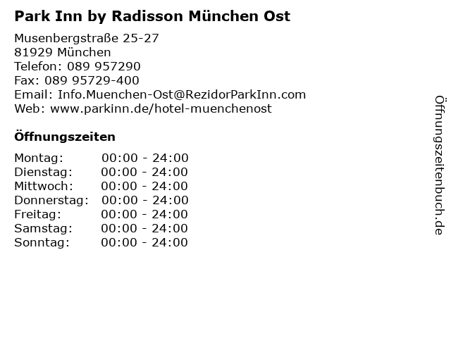 Park Inn by Radisson München Ost in München: Adresse und Öffnungszeiten