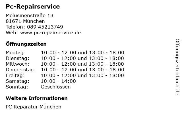 Pc-Repairservice in München: Adresse und Öffnungszeiten