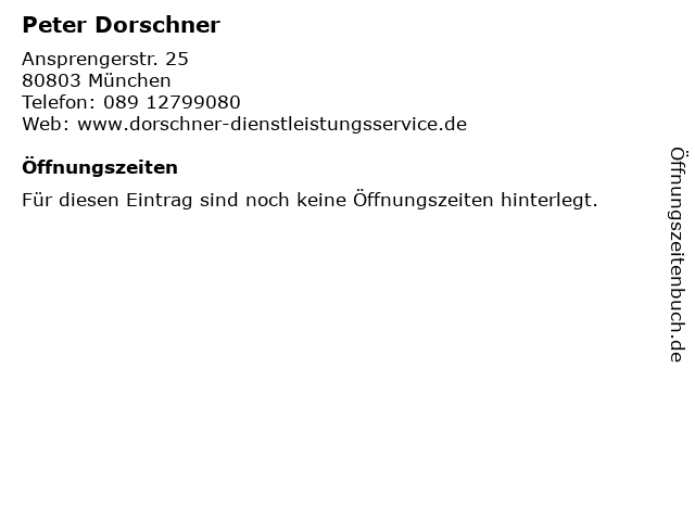 Peter Dorschner in München: Adresse und Öffnungszeiten