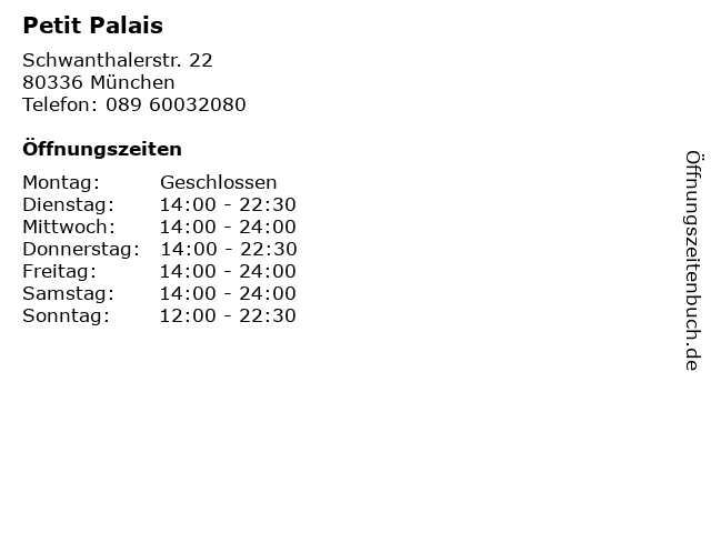 Petit Palais in München: Adresse und Öffnungszeiten