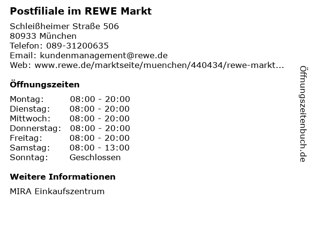 Postfiliale im REWE Markt in München: Adresse und Öffnungszeiten
