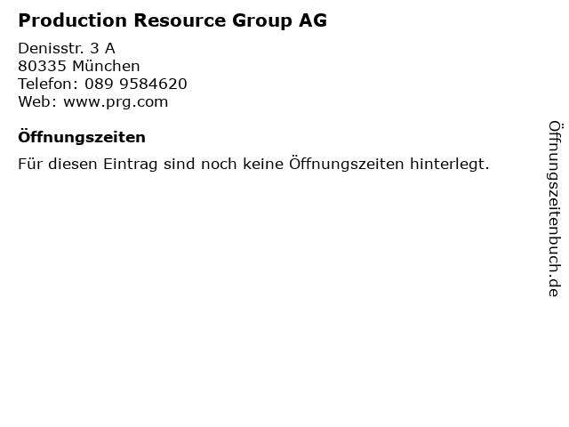 Production Resource Group AG in München: Adresse und Öffnungszeiten