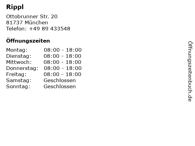 ᐅ Rippl in München | Telefonnummer Öffnungszeiten Adresse