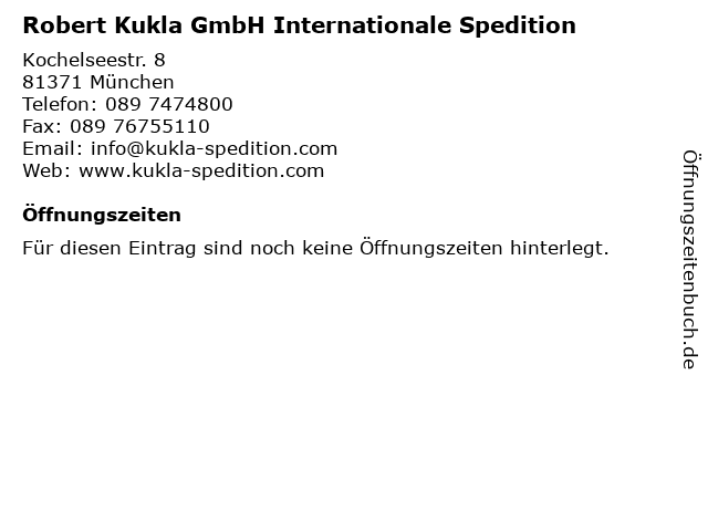 Robert Kukla GmbH Internationale Spedition in München: Adresse und Öffnungszeiten