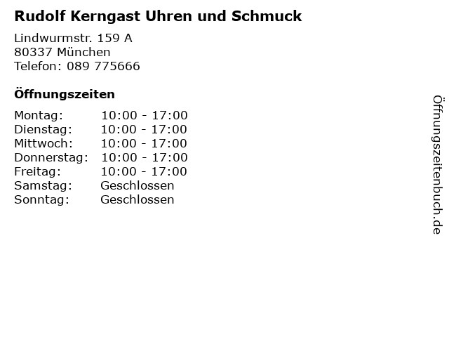 Rudolf Kerngast Uhren und Schmuck in München: Adresse und Öffnungszeiten