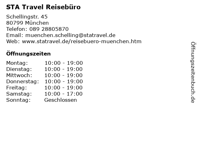 STA Travel Reisebüro in München: Adresse und Öffnungszeiten