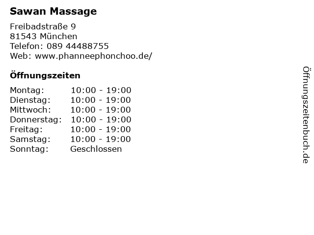Sawan Massage in München: Adresse und Öffnungszeiten