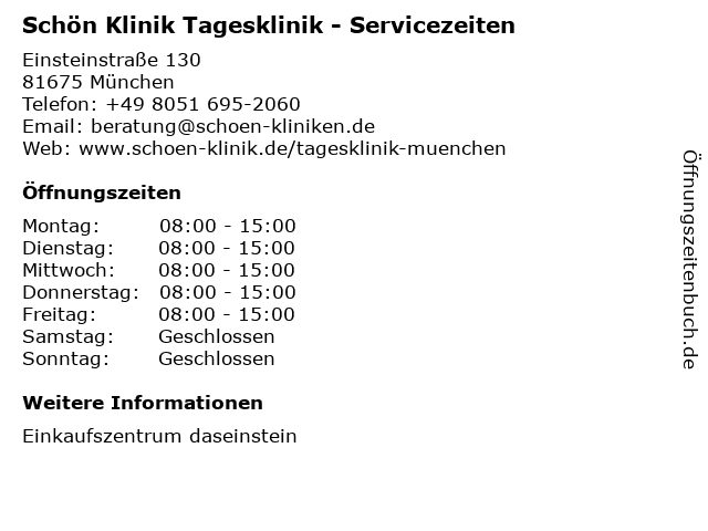 ᐅ Offnungszeiten Schon Klinik esklinik Munchen Einsteinstrasse 130 In Munchen