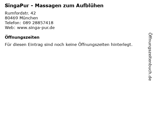 SingaPur - Massagen zum Aufblühen in München: Adresse und Öffnungszeiten