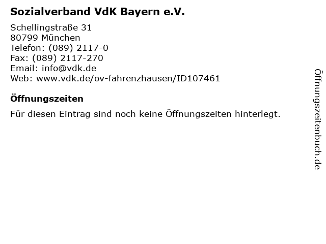 Sozialverband VdK Bayern e.V. in München: Adresse und Öffnungszeiten